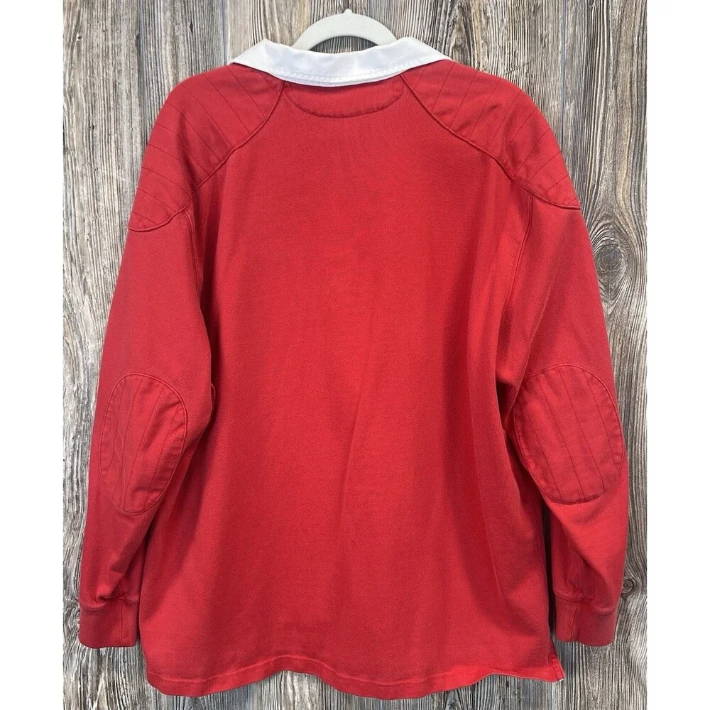 Y2K Polo by Ralph‎ Lauren Red Rugby Shirt Mens XL Old Money Big Pony Chest Logo